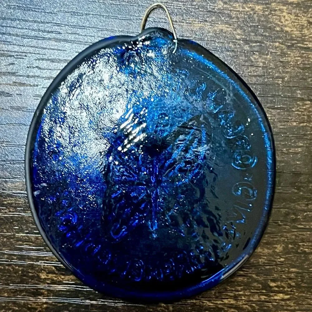 Vintage Blue Cobalt Glass Butterfly Suncatcher Organ Donor Give Life Hope